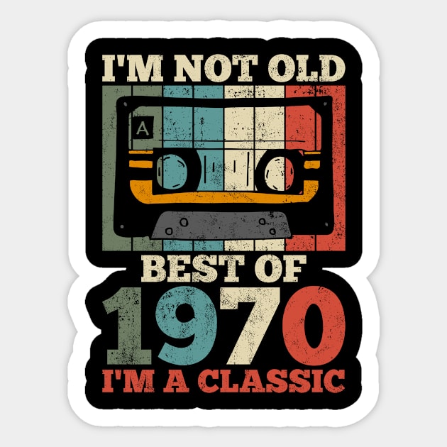 1970 Birthday, Cassette Tape, Retro Sticker by KAWAIITEE